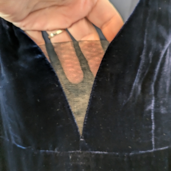 Yaly Couture Navy Blue Silk Velvet Cocktail/wedding Guest Dress- S/M - Picture 3 of 5